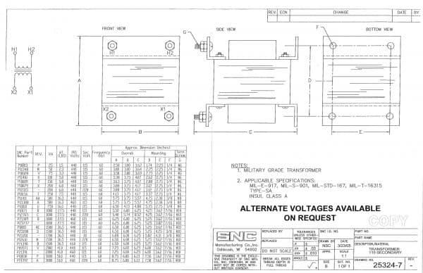 military voltage chart